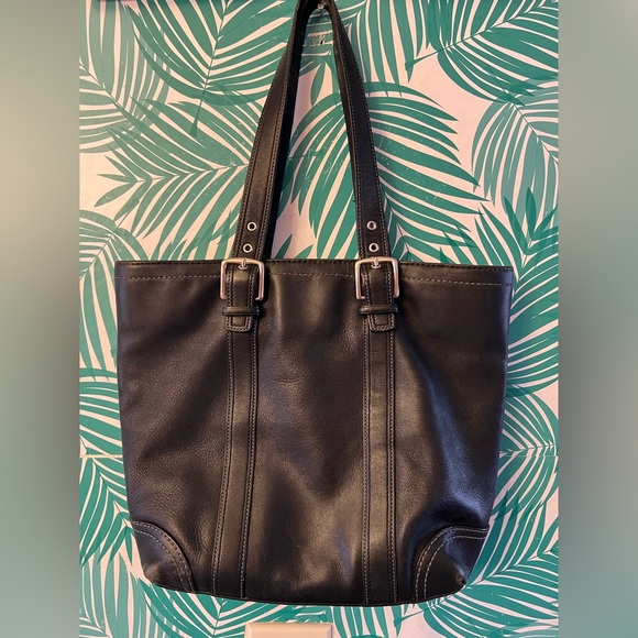 Vintage coach Hampton shoulder tote bag black leather 90’s Y2K - Picture 2 of 16